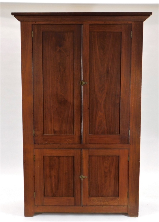 Appraisal: C AMERICAN WALNUT LINEN PRESS CUPBOARD Pennsylvania th CenturyTwo over