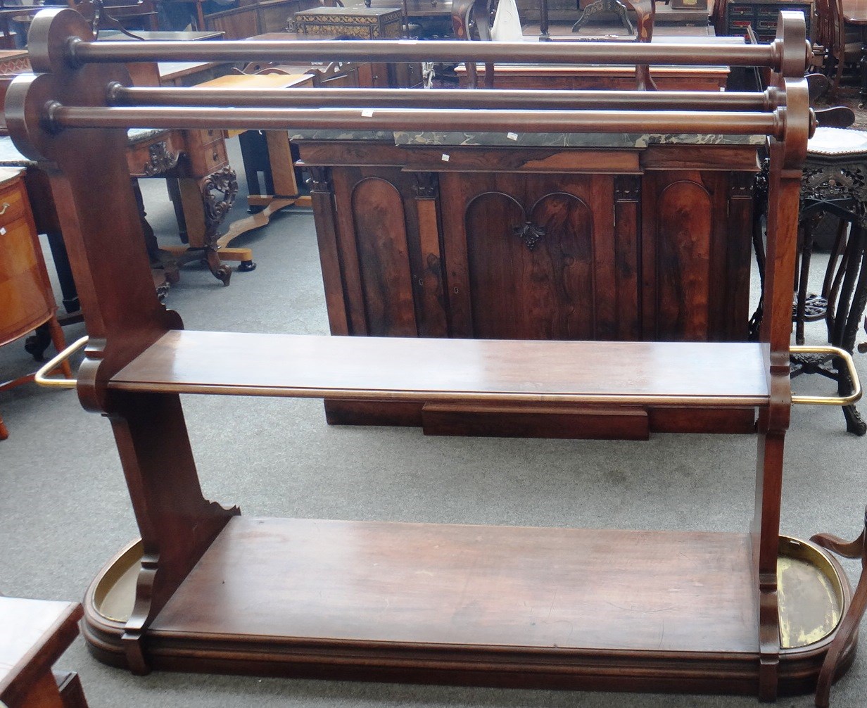 Appraisal: A late th century mahogany hall stand each trefoil end