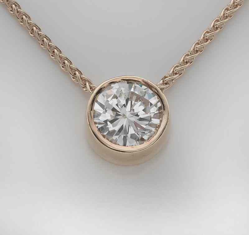 Appraisal: K gold and ct round brilliant cut diamondbezel set pendant