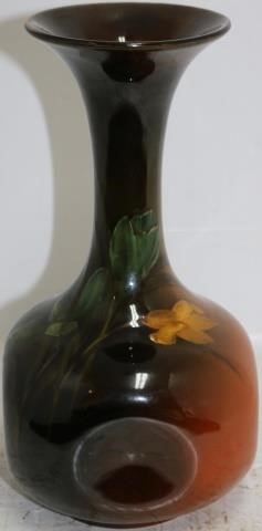 Appraisal: ROOKWOOD FLARED RIM VASE WITH PINCHED BULBOUSBASE SIGNED KATHERINE HICKMAN