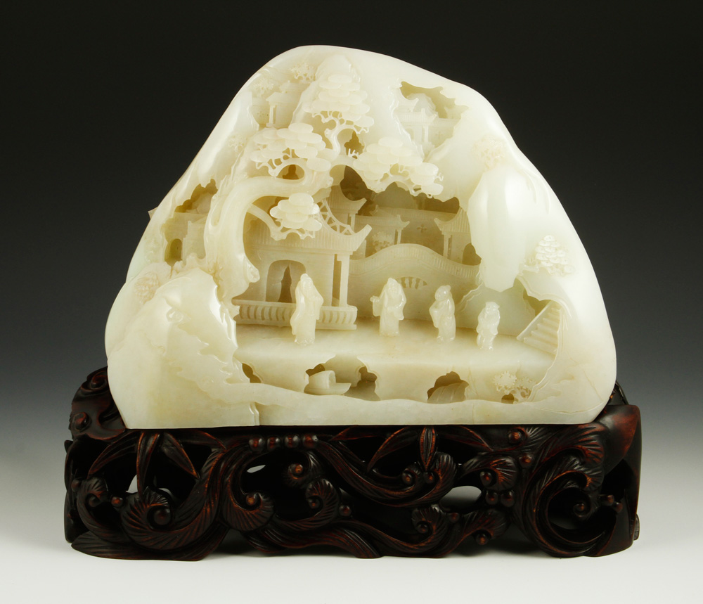 Appraisal: - Qing Dynasty Carved Jade Mountain Carved jade mountain China