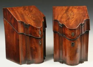 Appraisal: VERY CHOICE PAIR OF CUTLERY BOXES Early Hepplewhite Sideboard Knife