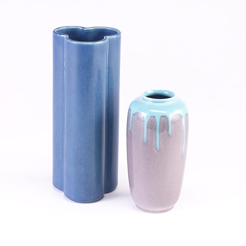 Appraisal: ROOKWOOD Two Production vases one unusual tall three-lobed in matte