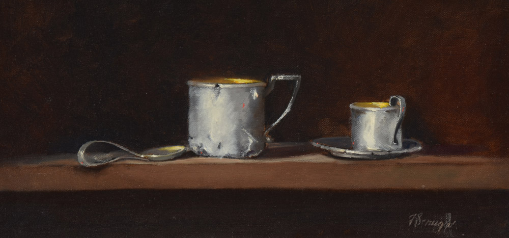 Appraisal: SCRUGGS Francis American th Century Still Life of Sterling Cups