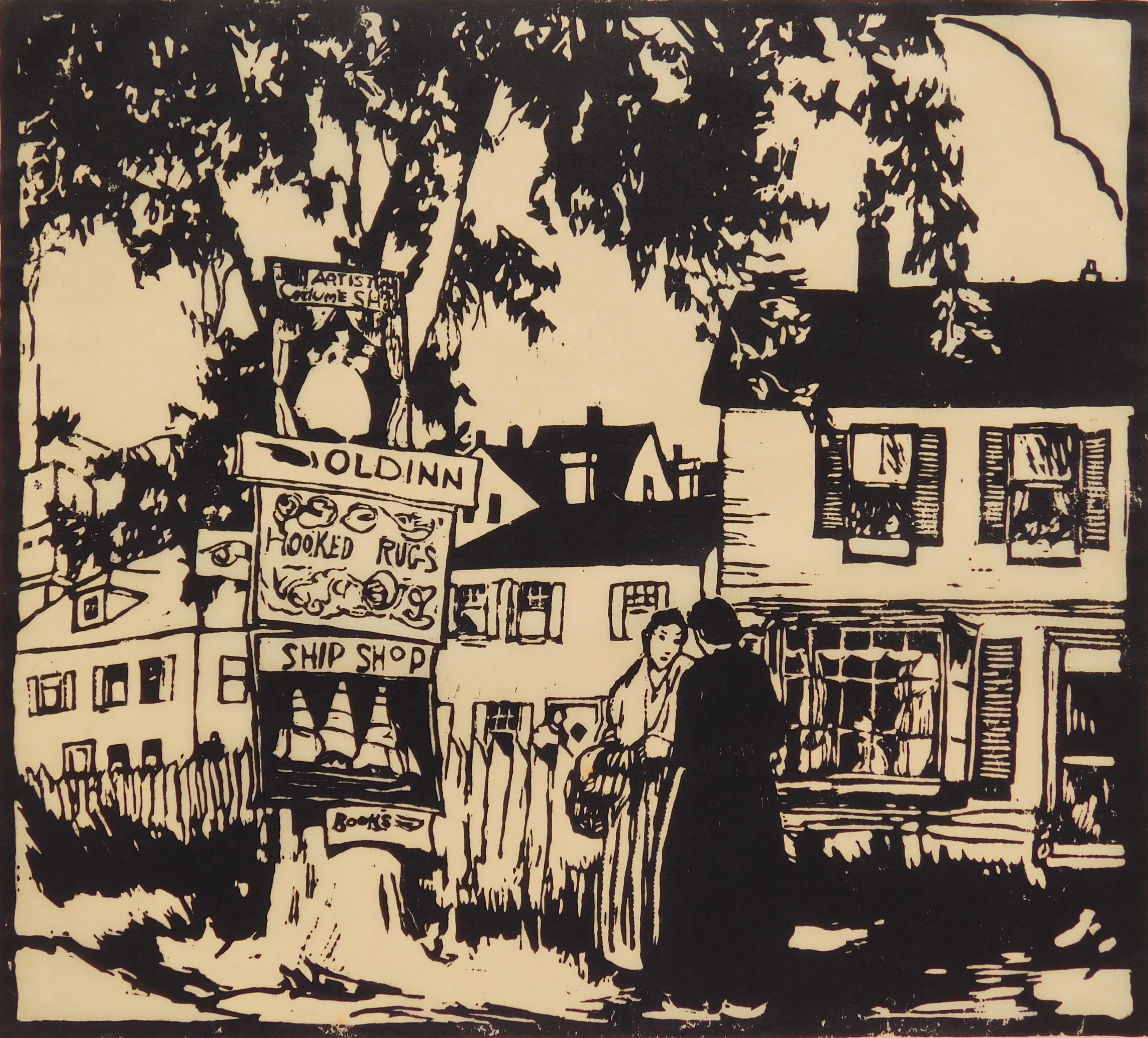 Appraisal: Anne Anderson th c ''Provincetown Gossips''- woodcut ca signed titled