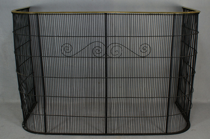 Appraisal: Brass and wirework fireplace screen h x w x d