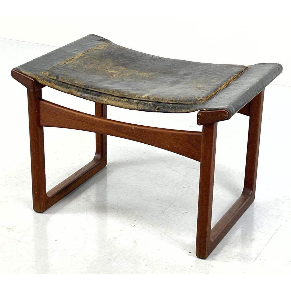 Appraisal: Ludvig Pontoppidan Teak and Leather Stool Ottoman Dimensions H inches