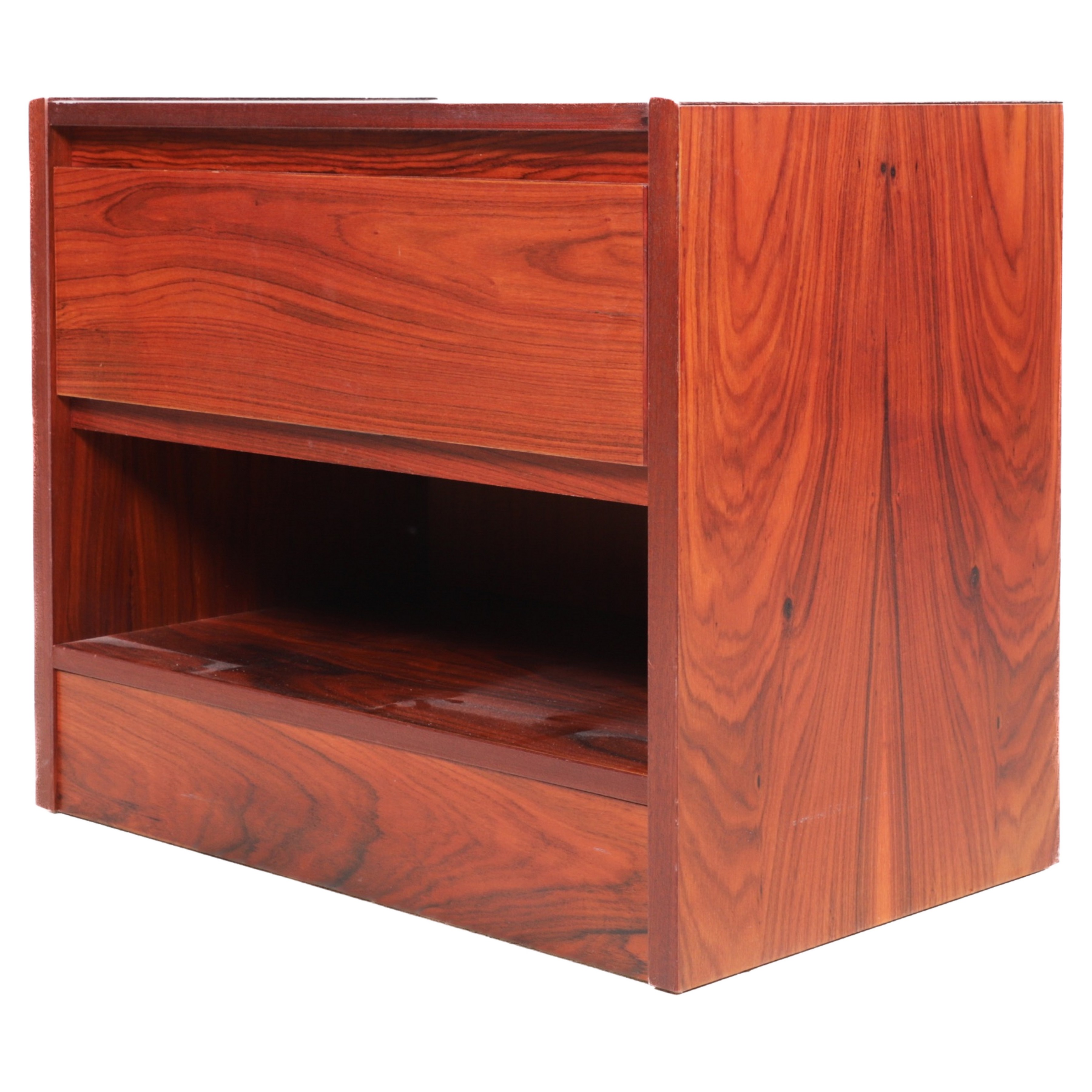 Appraisal: Modern Design rosewood laminate side table one drawer over cubby