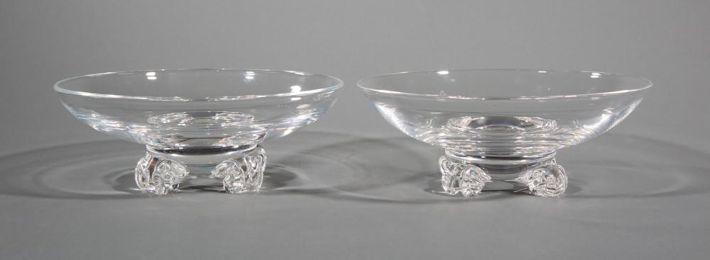 Appraisal: Pair of Steuben Glass Low-Footed Bowls etched marks model designed