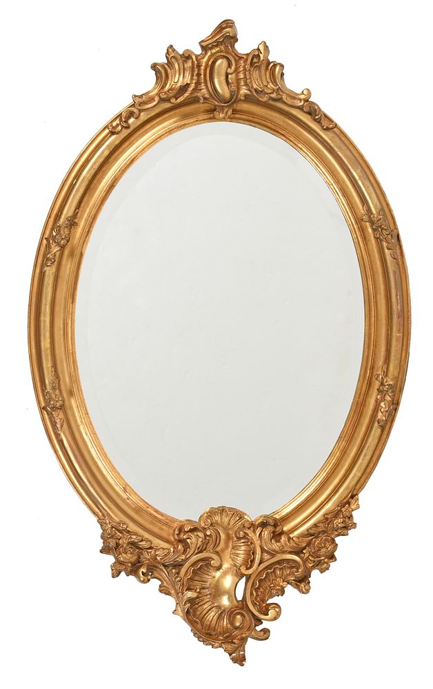 Appraisal: Louis XV Style Giltwood Oval Mirror French late th century