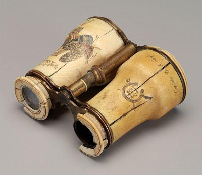 Appraisal: Civil War binoculars D A Taft fine scrimshaw engraved and