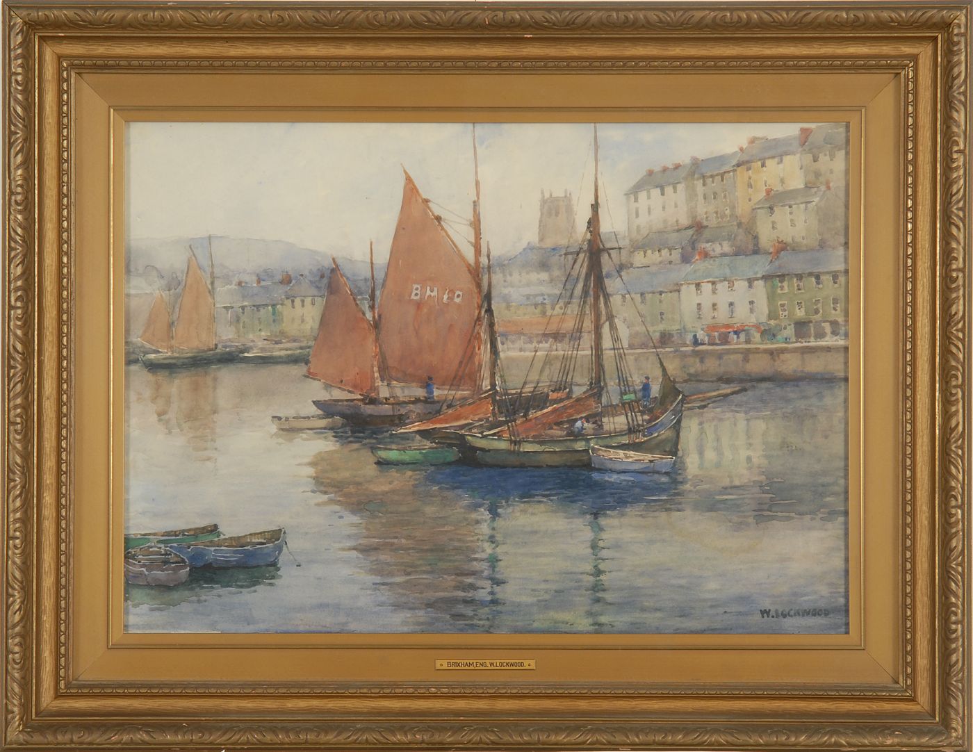 Appraisal: WILTON LOCKWOOD - Brixham England harbor scene with fishing boats