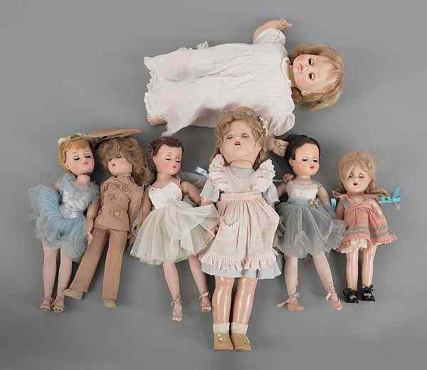 Appraisal: Seven Madame Alexander dolls to include Princess Elizabeth dolls tallest