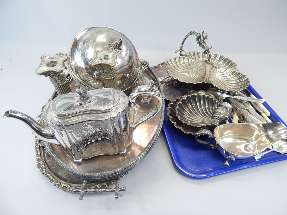 Appraisal: A large quantity of silver plate to include trays muffin