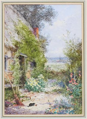 Appraisal: Theresa Sylvester Stannard - A cottage garden Signed Watercolour x