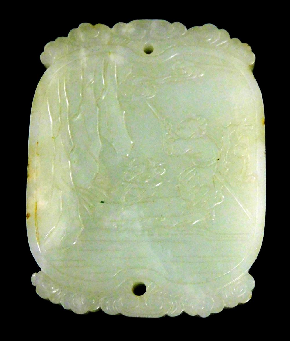 Appraisal: ASIAN WHITE JADEITE OR CELADON QUARTZ AMULET CHINESE LATE TH