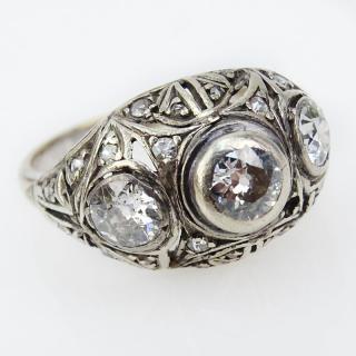 Appraisal: Art Deco Old European Cut Diamond and Karat White Gold