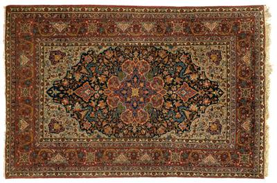 Appraisal: Very fine Kashan rug elaborate central medallion on dark blue