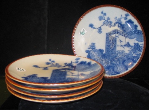 Appraisal: A SET OF FIVE CHINESE PORCELAIN PLATES in blue on