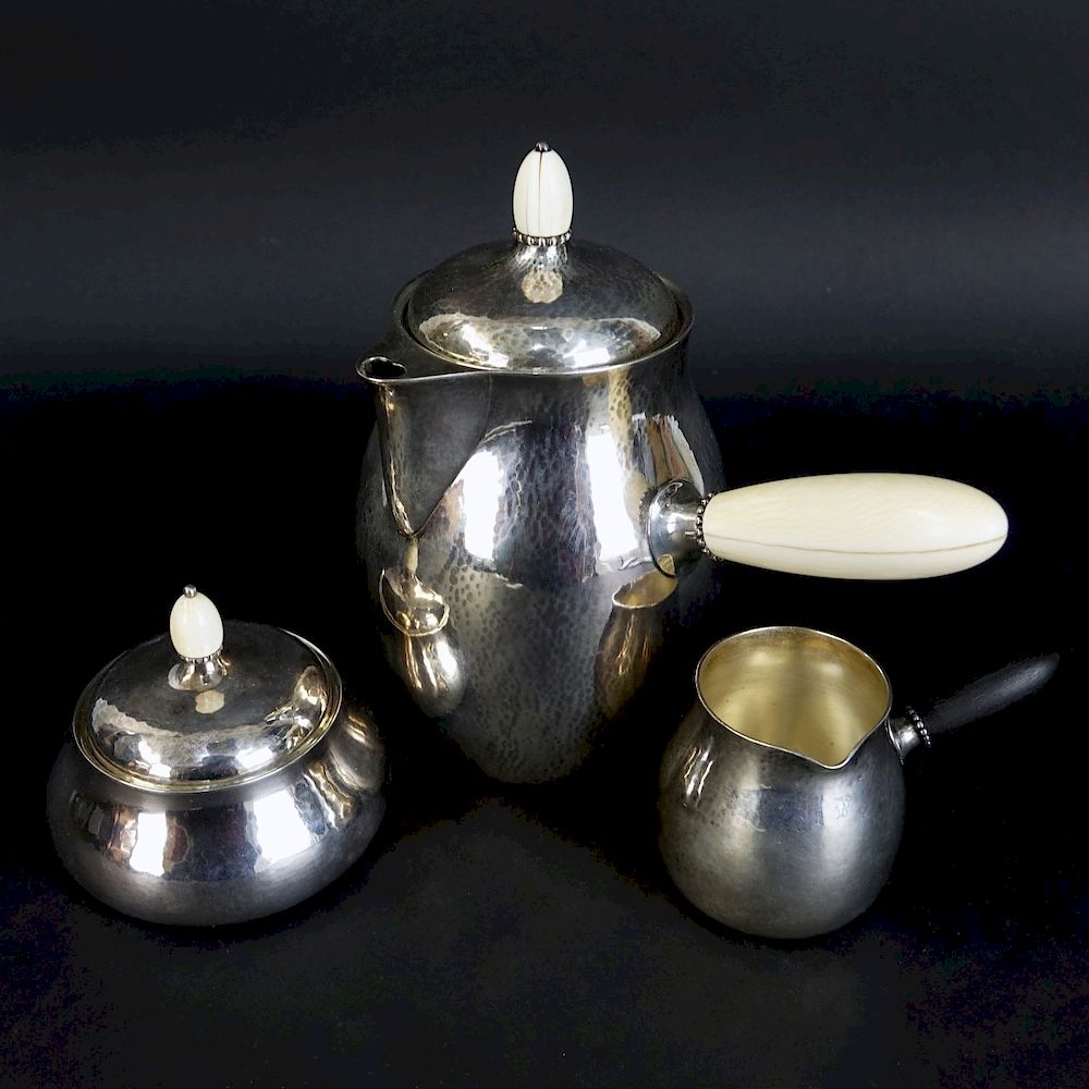 Appraisal: PC Georg Jensen Coffee Set Three PC Georg Jensen Sterling