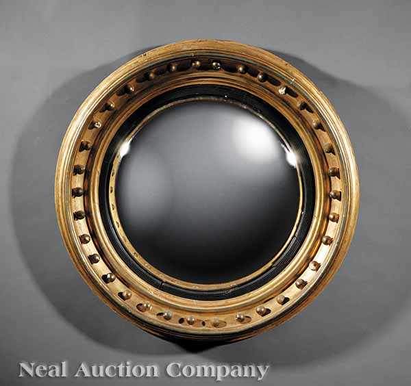 Appraisal: A Good Regency Convex Mirror early th c cove-molded frame