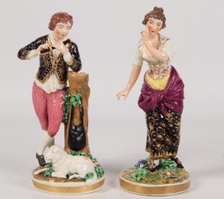 Appraisal: PAIR OF SEVRES PORCELAIN FIGURES OF WELL ENAMELED COUPLE THE