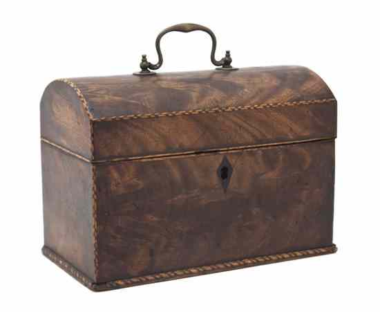 Appraisal: A George III Mahogany Tea Caddy with a domed hinged