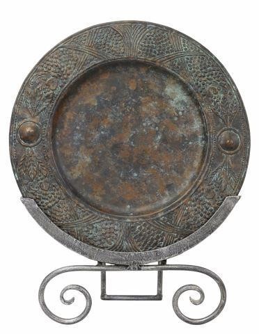 Appraisal: Copper charger on stand Maitland-Smith late th c plate with