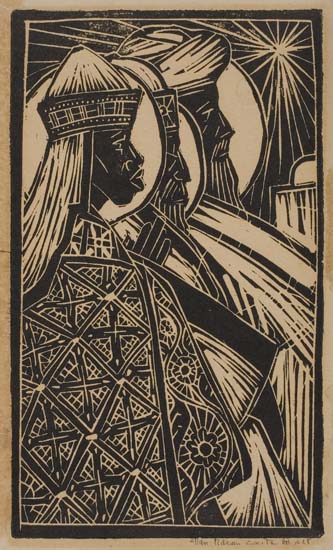 Appraisal: ALLAN ROHAN CRITE - The Three Kings Woodcut on cream