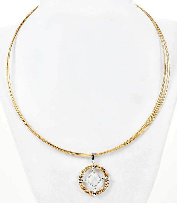 Appraisal: Alor kt Steel and Diamond Necklace pendant with round brilliant