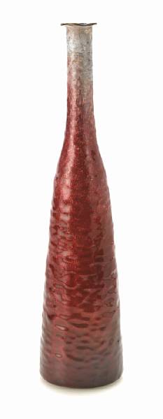 Appraisal: A Paolo De Poli red enameled copper bottle form vase