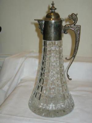 Appraisal: A CLARET JUG of tapering form with faceted cut body