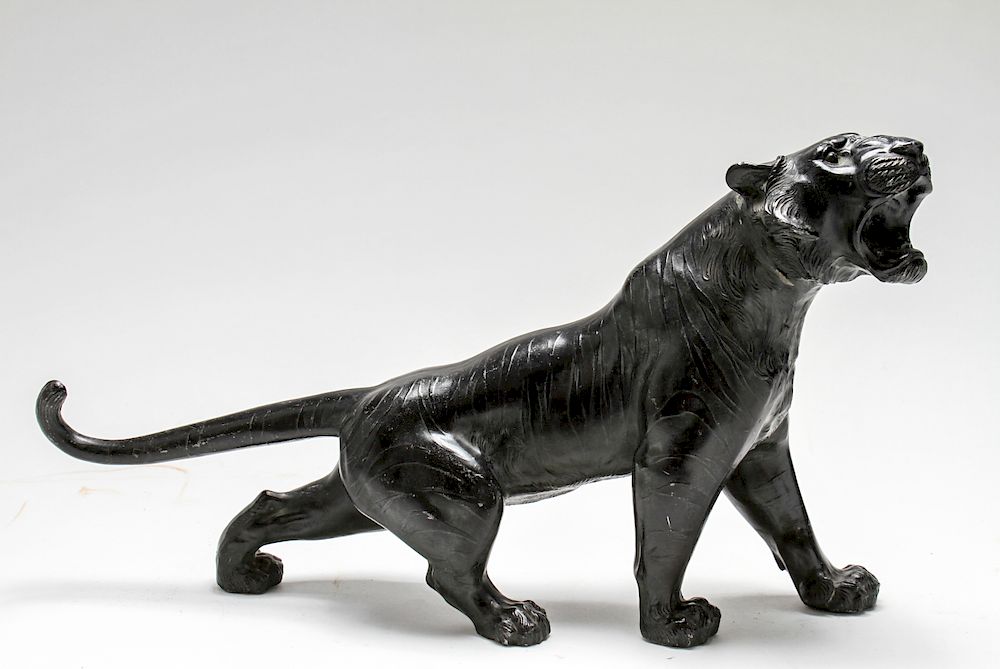 Appraisal: Meiji Japanese Okimono Tiger Patinated Metal Meiji period Japanese okimono