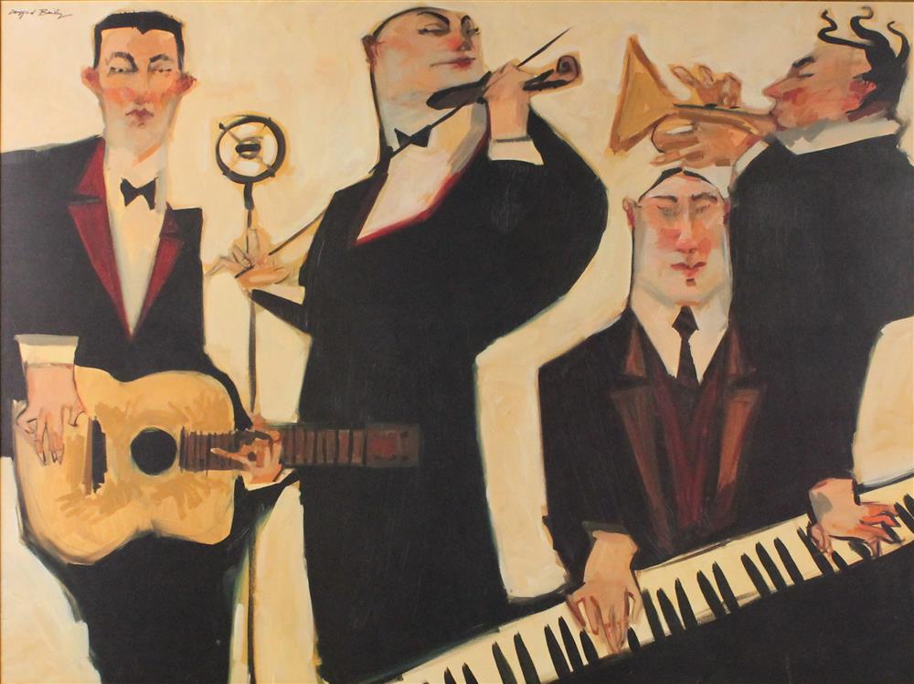 Appraisal: CLIFFORD BAILEY AMERICAN - JAZZ MUSICIANS Mixed media on panel