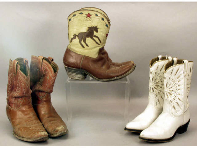 Appraisal: Collection of vintage cowboy boots includes brown custom made pair