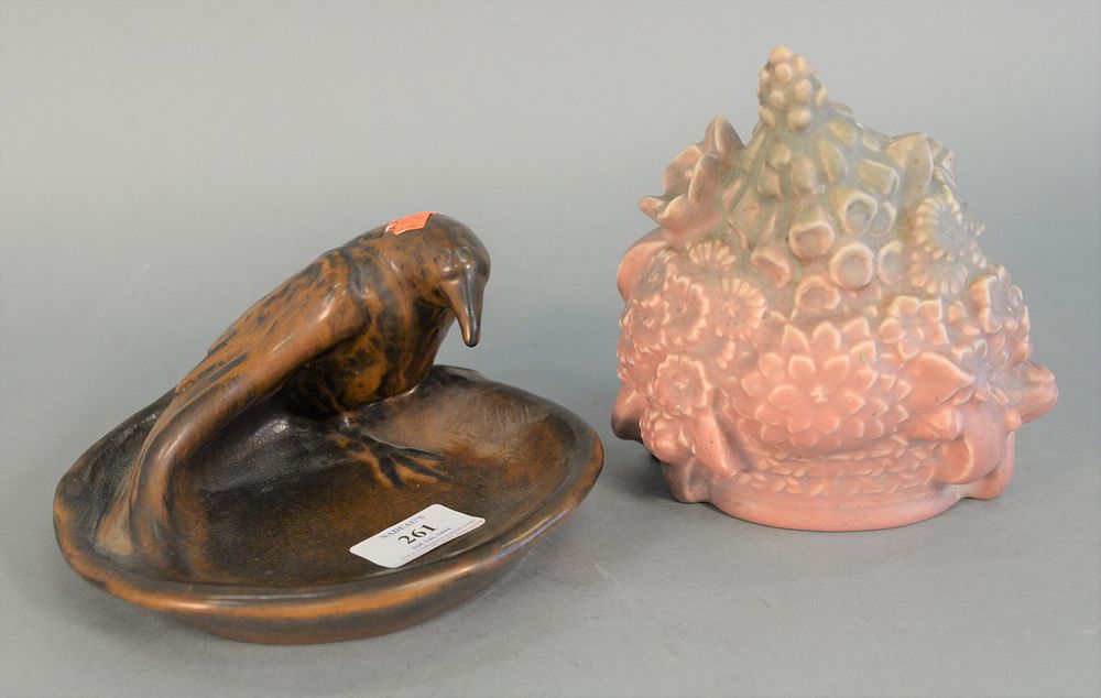 Appraisal: Two Rookwood Pieces to include a brown ashtray with a