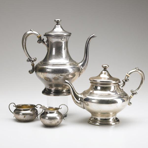 Appraisal: AMERICAN STERLING Assembled four piece coffee service Includes coffee pot