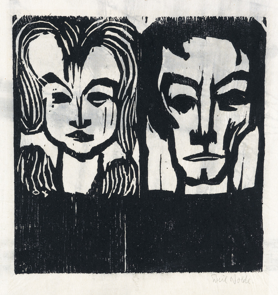 Appraisal: EMIL NOLDE Mann und M dchen Woodcut on Japan paper