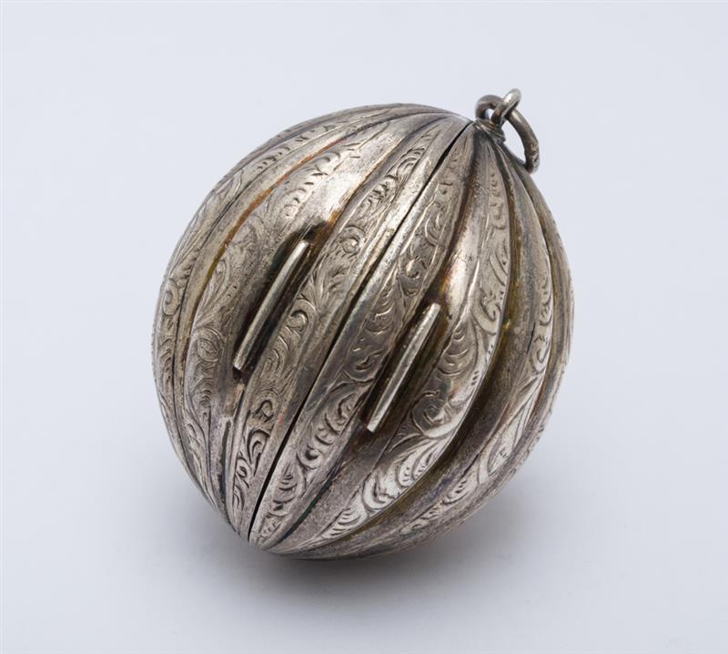 Appraisal: VICTORIAN SILVER AND VERMEIL MELON-FORM VINAIGRETTE BIRMINGHAM Maker's mark rubbed