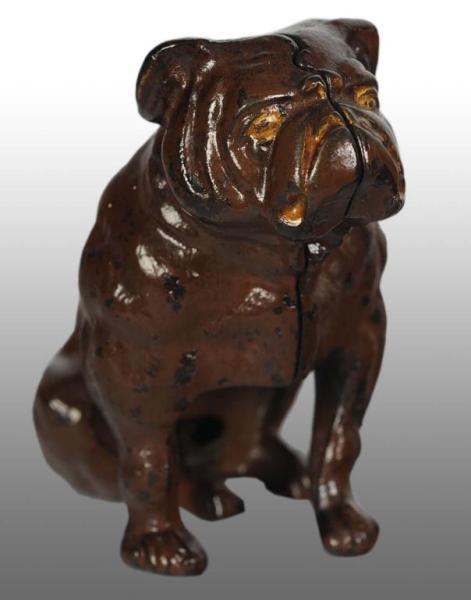 Appraisal: Cast Iron Seated Bull Dog Still Bank Description American Manufactured