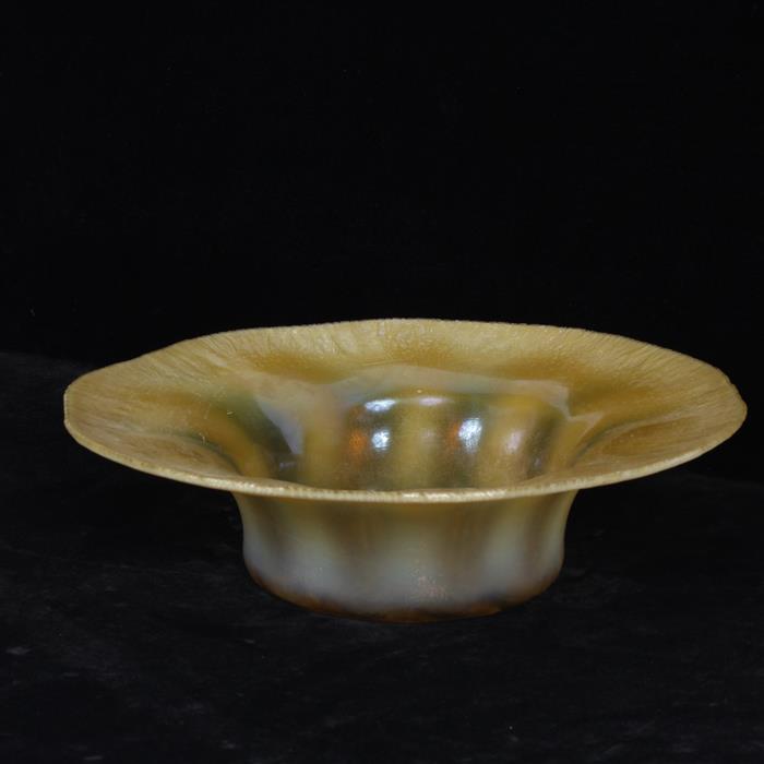 Appraisal: L C Tiffany Favrile gold flaring center bowl Signed on