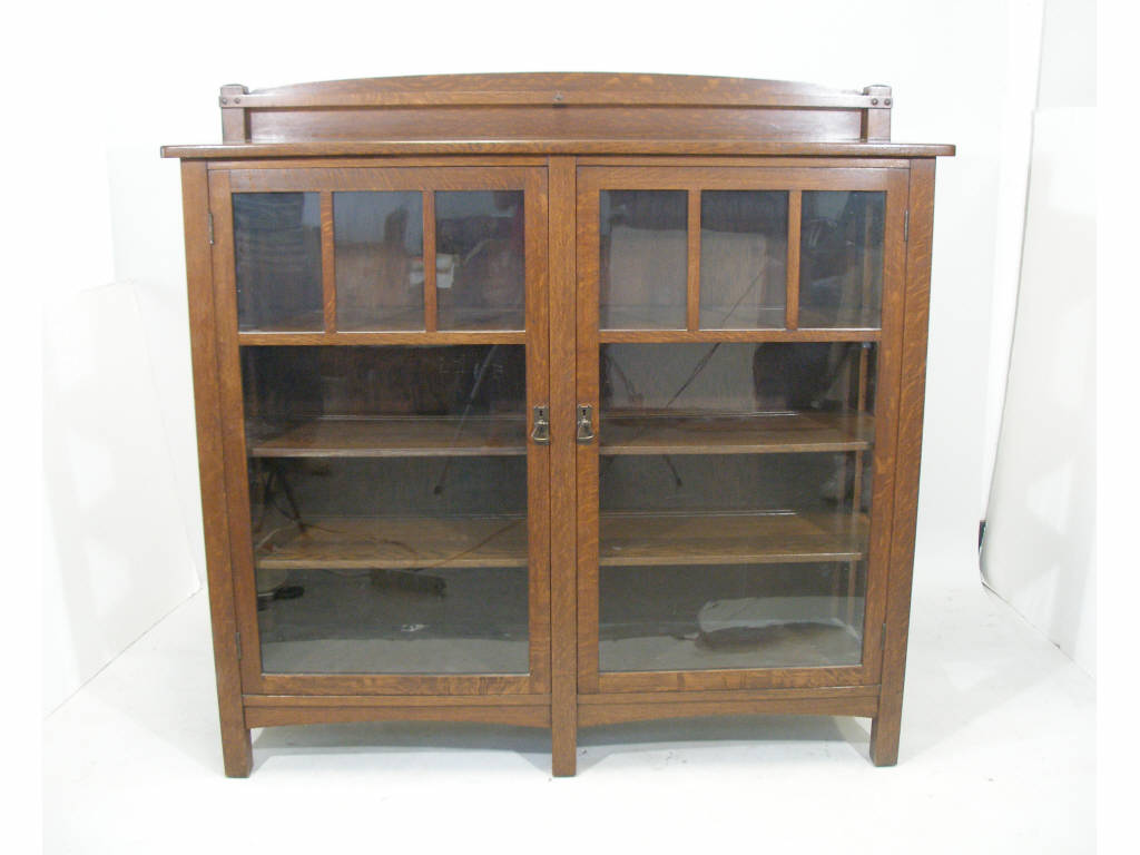 Appraisal: Limbert Mission Oak China Cabinet c large size w shaped