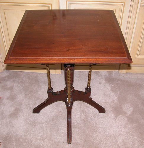 Appraisal: Title Victorian Mahogany Center Table with square top tetrapod base