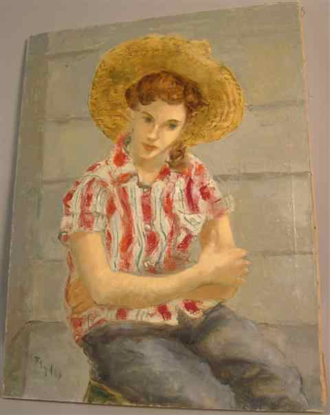 Appraisal: SNYDER PORTRAIT OF A COUNTRY GIRL Oil on canvas x