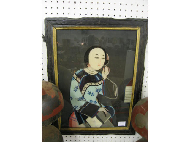 Appraisal: Chinese Export Reverse Painting on Glass of a lady