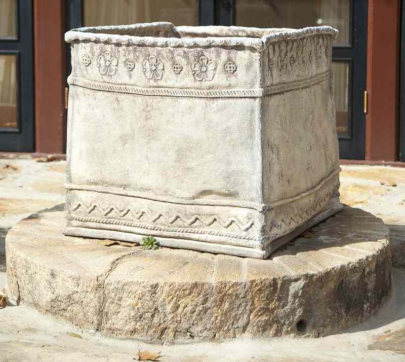 Appraisal: Italian Square Lead Jardiniere th century with molded borders wave