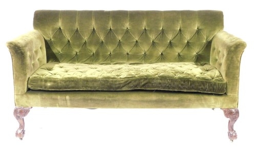 Appraisal: A Victorian button back sofa the curved back with button