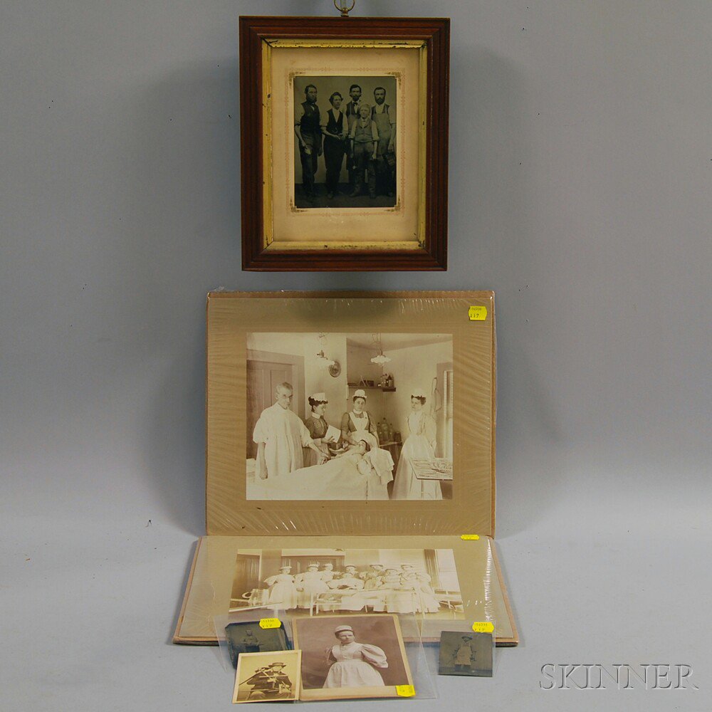 Appraisal: Seven Assorted Early Photographic Vocational Portraits a half-plate tintype group