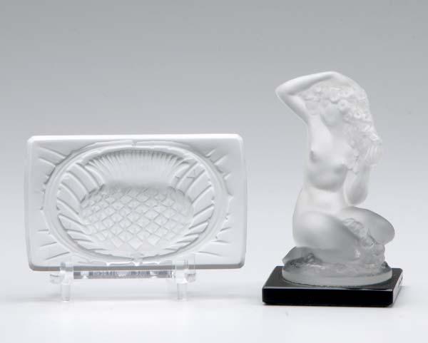 Appraisal: LALIQUE Two pieces Floreal statuette on original black glass base