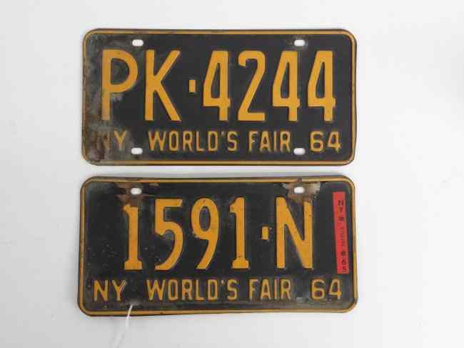 Appraisal: Lot two Worlds Fair license plates